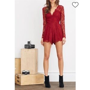 Lovers + Friends Eve Romper in Wine